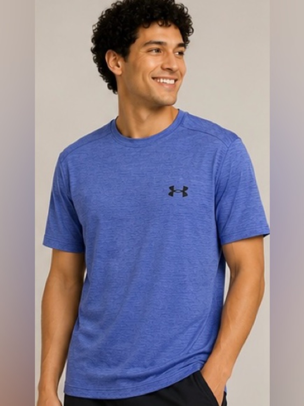 Under Armour Men's Heather Royal Blue Crew Neck Short Sleeve Tee